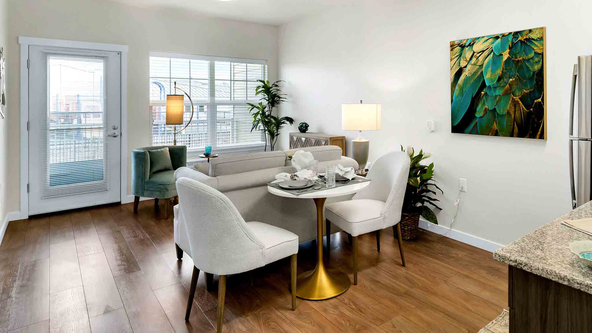 A living room in a Jordan Oaks apartment