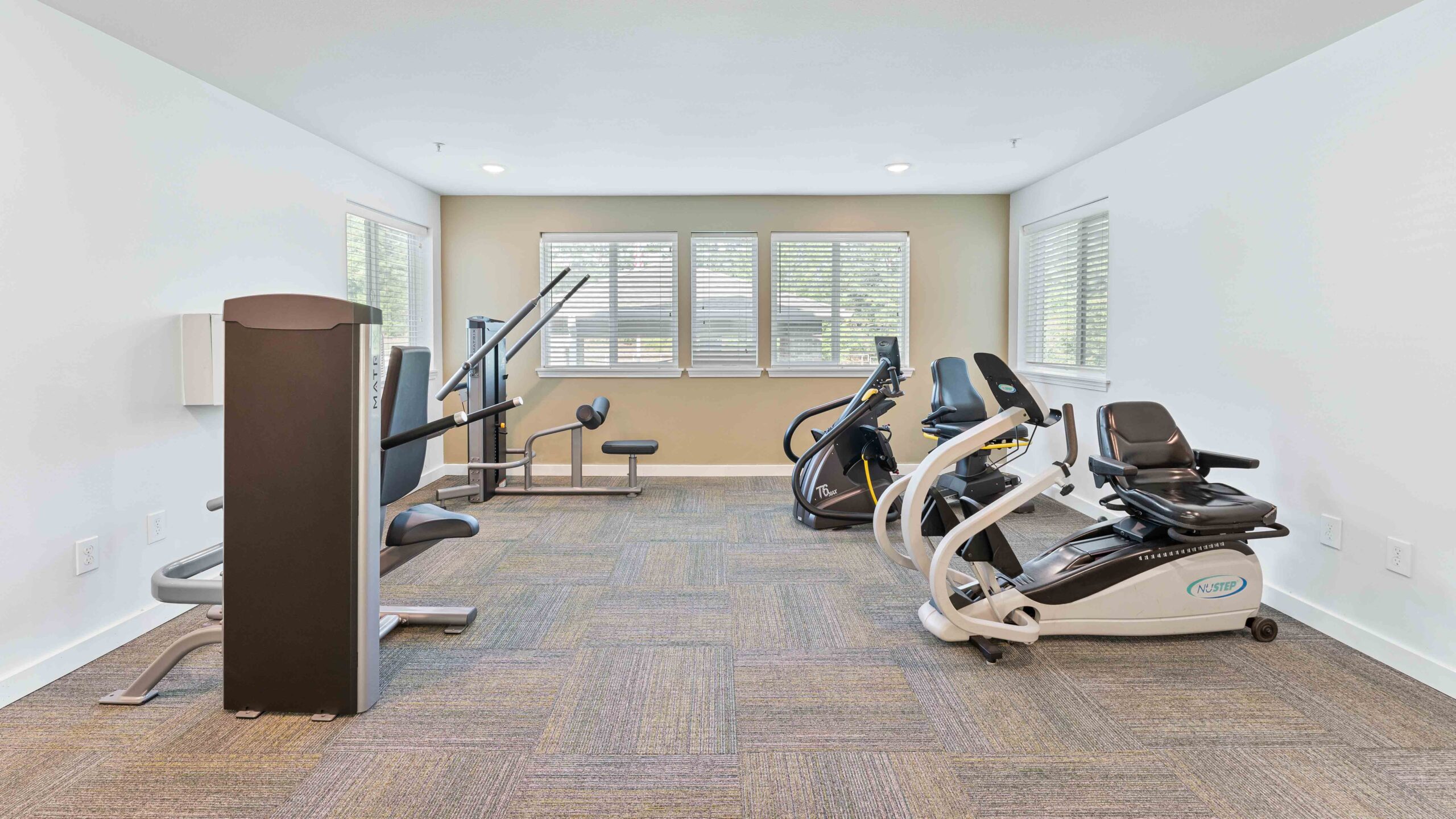 The fitness center at Jordan Oaks